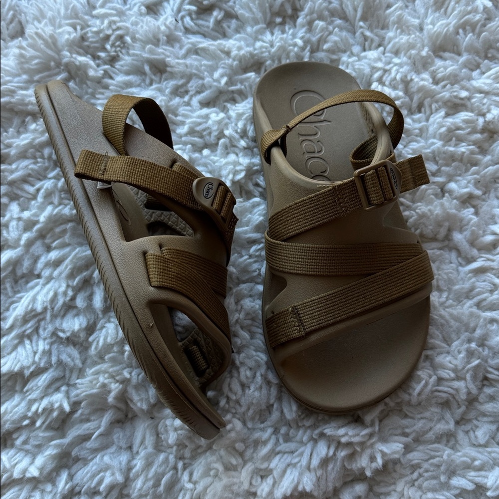 Chaco Olive/Tan Strappy Slide Sandal